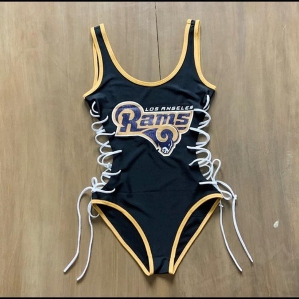 Black Gold Los Angeles Rams Football Team Corset Bodysuit, LA Rams Shirt, Rams